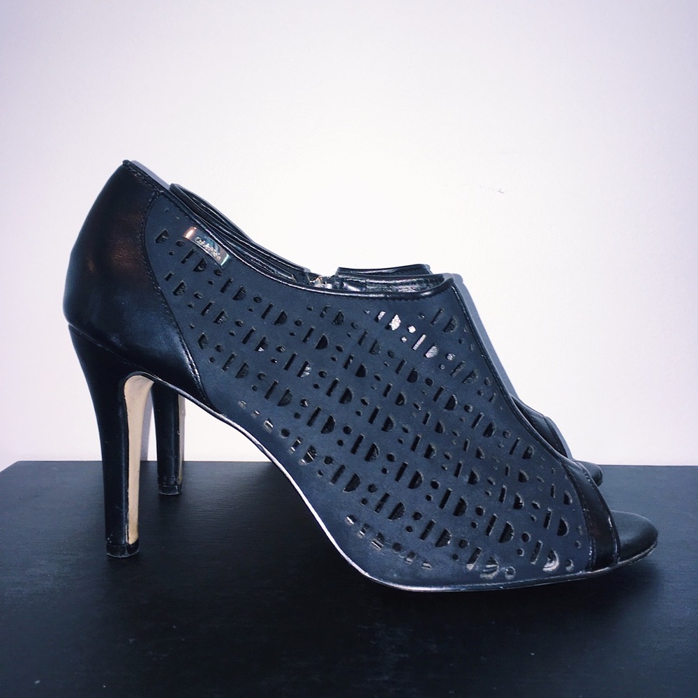 Calvin Klein  Black Booties Peep Toe Heel